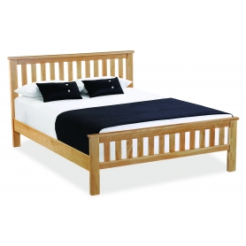 Trent Contemporary Oak 4'6 Slatted Bed Frame - 0