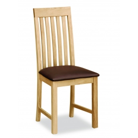 Trent Contemporary Oak Vertical Slatted Dining Chair With PU Seat