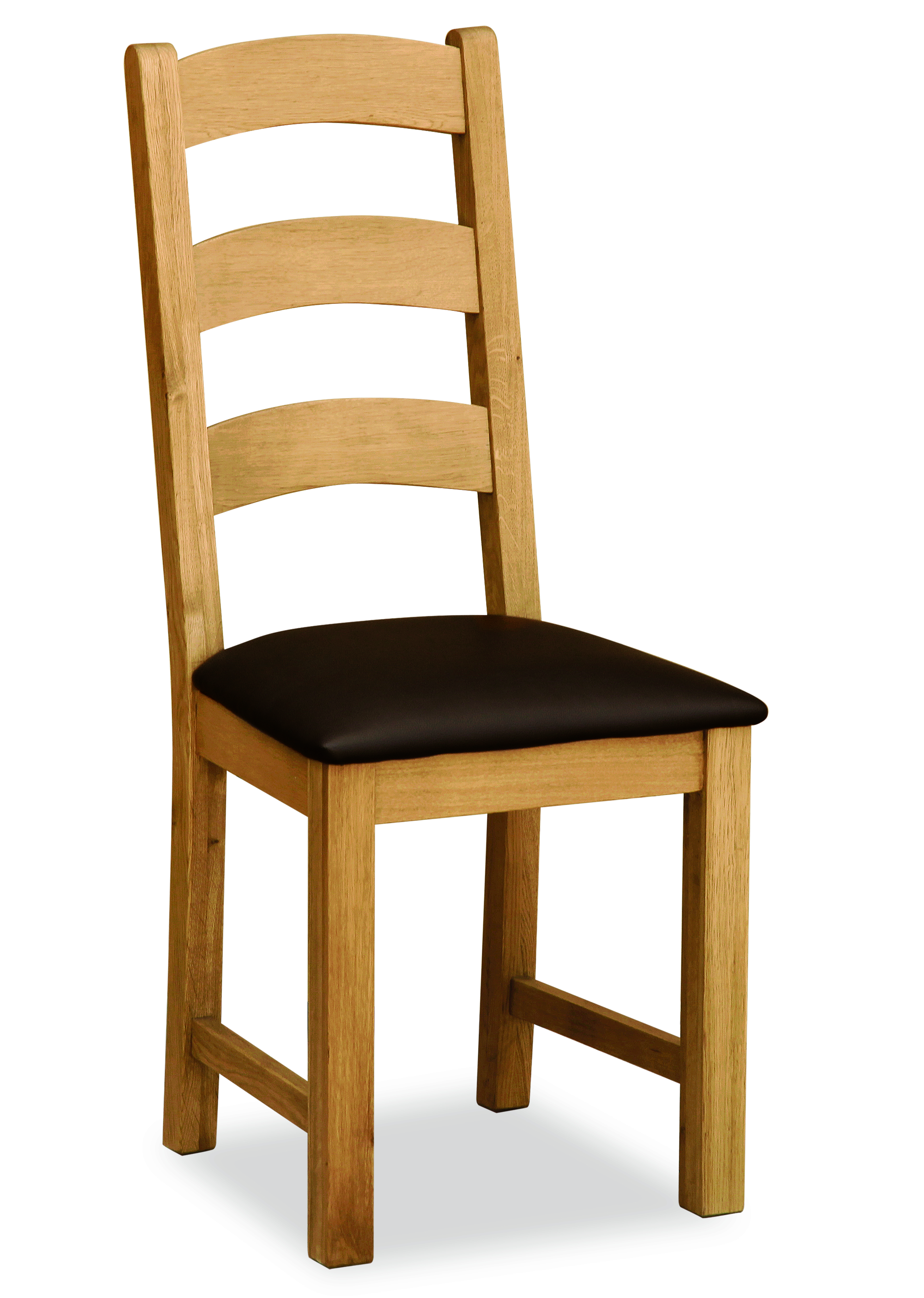 Suffolk Rustic Oak Ladder Back Dining Chair with PU Seat thumbnail image
